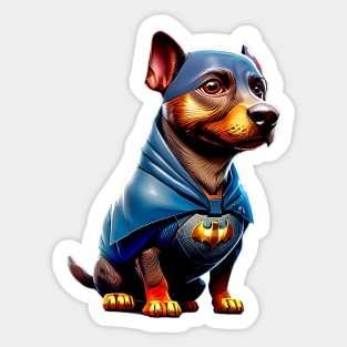 The Bat-Hound: Dachshund in Bold Vigilante Costume Tee Sticker